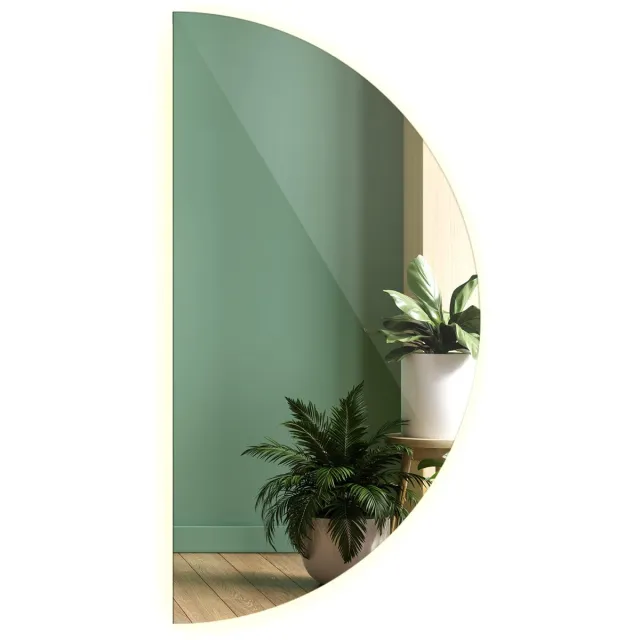 TULUP LED Spiegel - Halve Maan Spiegel - 35 cm x 70 cm - Spiegel LED Halve Cirkel - Halspiegel - Warm Wit 3000K - Spiegel LED Halfrond - Wandspiegel LED in Loftstijl