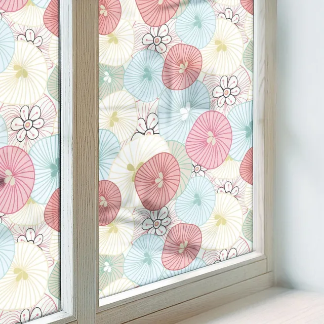 Coloray Privacy Folie Raam - Pastelkleurige bloemen Anti inkijk Raamfolie Glas in Lood - 200x100 cm - Veelkleurig Melkglas Folie - Zonwerende Raamfolie - Naar de woonkamer, naar de hal - Privacy Folie Raam Glas in Lood Veelkleurig - Pastelkleurige bloemen