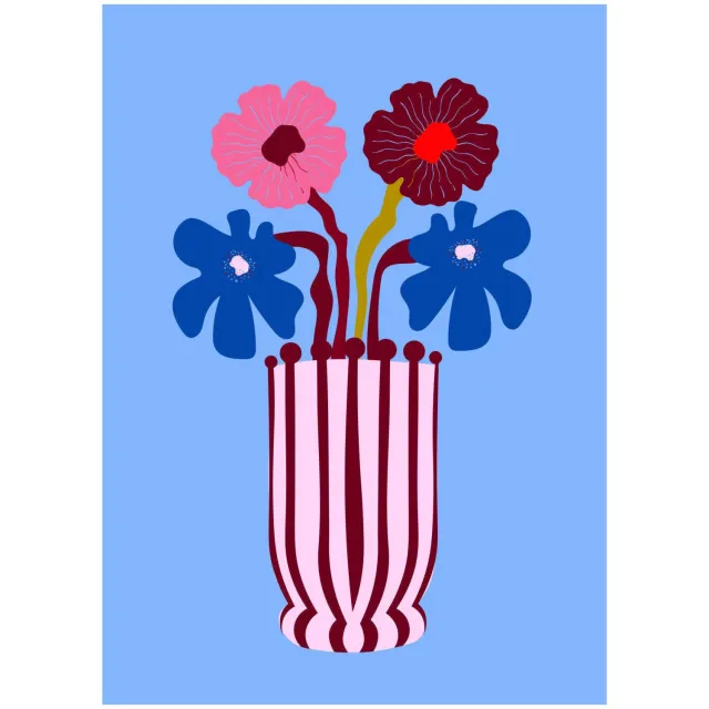 Poster & Frame Poster - FAAD - Blue Harmony Flower - 30 x 40 blauw/roze/rood