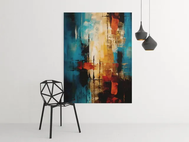 Trendex Global Modern Canvas Schilderij Kleurrijke Abstracte Kunst – Luxe Wanddecoratie 100x75 cm Goud