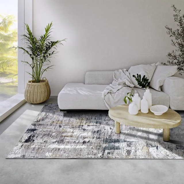 Elle Decoration Flycarpets Elle Decoration - Imagination - Laagpolig Vloerkleed - Malard - Saphire Goud - 120x160 cm Grijs