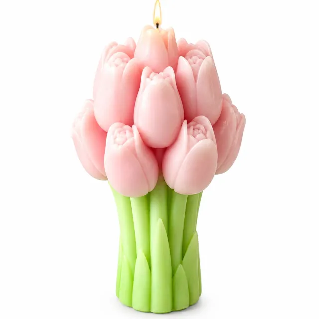 SWGOTA Geurkaars in tulpenboeketvorm - kleuren en geuren op maat Paars