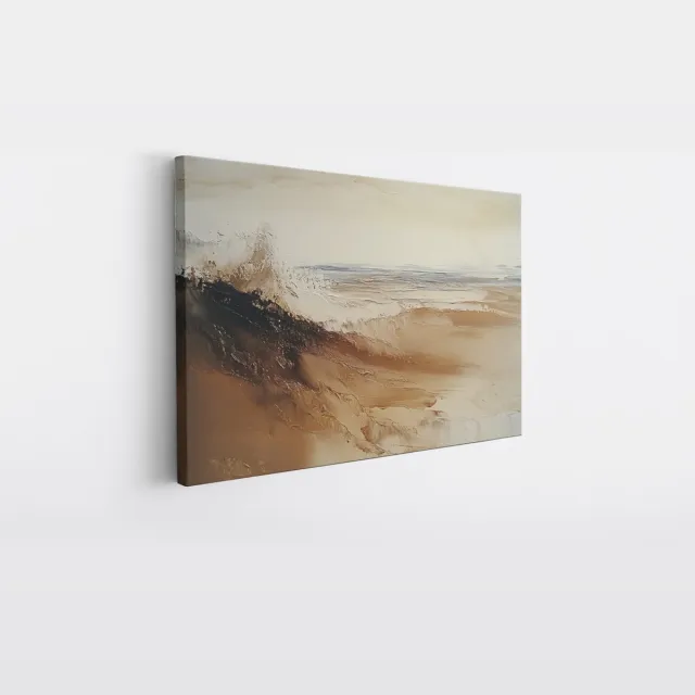 Saammp Canvas Schilderij - Minimalistisch - Beige - Abstract kunstwerk - 50x40 - Foto op canvas - Wanddecoratie - Muurdecoratie Woonkamer - Slaapkamer decoratie - Canvas Print Multicolor