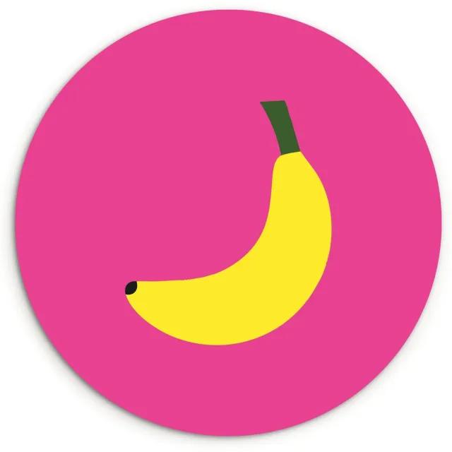 WallCircle Wandcirkel 120x120 cm - Muurcirkel Banaan - Geel - Fruit - Muurdecoratie woonkamer - Wanddecoratie slaapkamer - Kamer decoratie accessoires - Ronde schilderijen