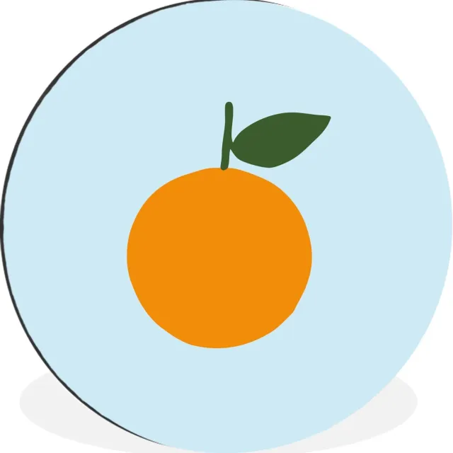 WallCircle Wandcirkel - Muurcirkel - Fruit - Sinaasappel - Oranje - Aluminium - Dibond - 90x90 cm - Binnen en Buiten