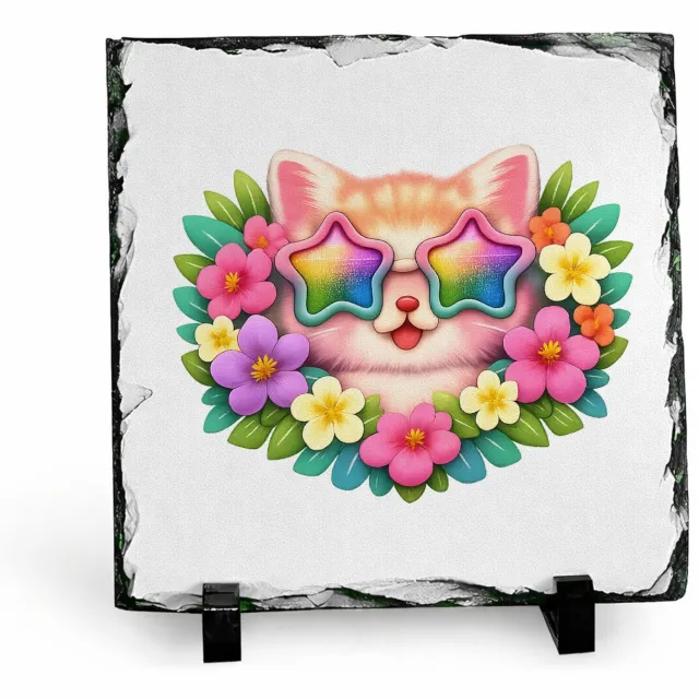 Mr Cadeautjes Leisteen vierkant 15 x 15 - design Een stoer en vrolijk fantasiedier als centraal badge-motief | cadeau Wit