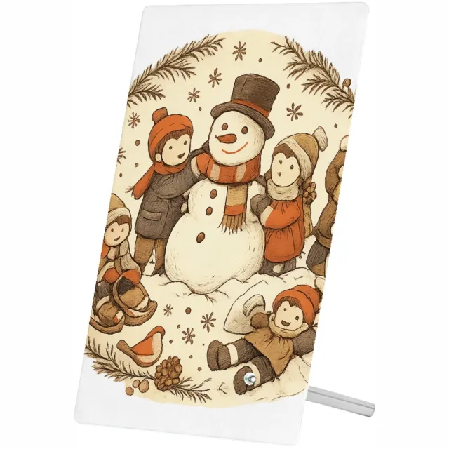 Mr Cadeautjes Glasframe 11 x 16 - design Een vrolijke all-over herfstwandeling met een dierlijke para | cadeau Wit