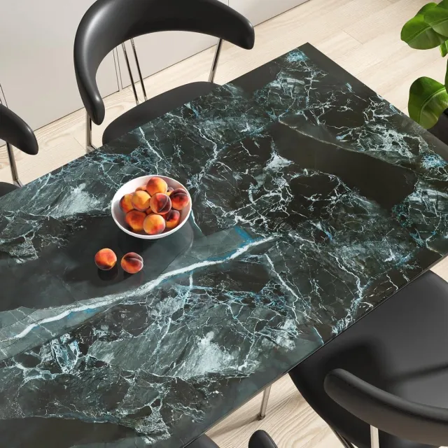 Provento Zelfklevende Marmerfolie Donkergrijs 40 x 200 cm - Meubelfolie - Plakfolie - Marmerlook - Glanzend - Kast - Werkblad - Afwasbaar - Keuken - Badkamer