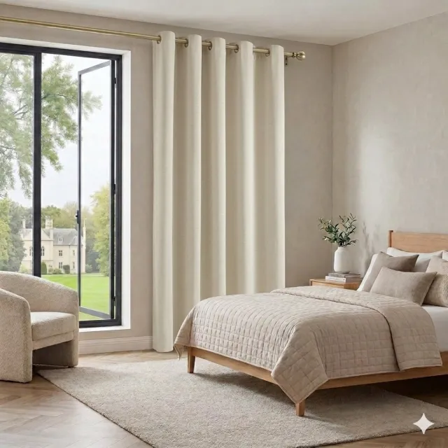 Maison Elara Verduisterend Paneelgordijn 132 x 210 cm - Lichtbeige - 1 Paneel met Ringophanging