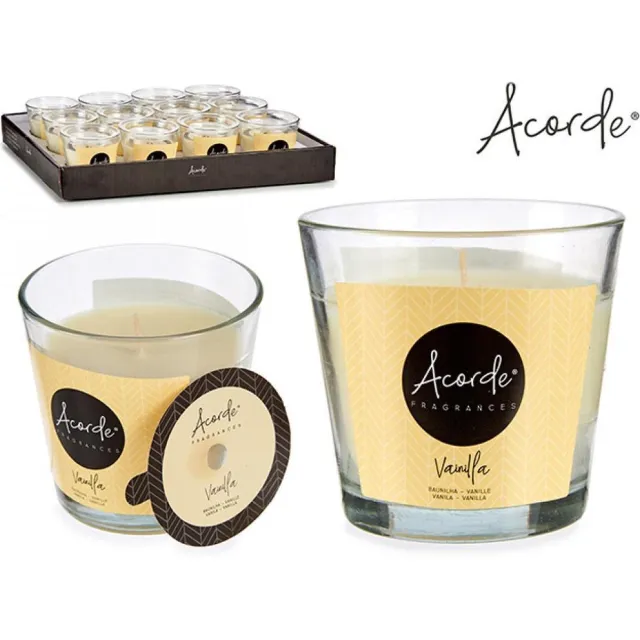 Acorde Geurkaars - 2 stuks - KATOEN + APPEL/KANEEL - in glas - in geschenkdraagzak beige