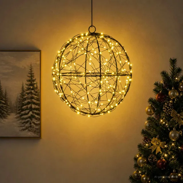 vidaXL Kerst Finial Licht 200 LED's Warmwit Diameter 20 x 22 cm