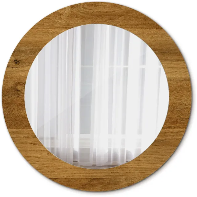 TULUP Spiegel - Ronde Spiegel - Spiegel op gehard Glas - Rustiek eiken - Diameter: 60 cm - Design Spiegel - Inloopkastspiegel – Badkamerspiegel - Toiletspiegel - Bruine - Top Kwaliteit Spiegel - Make-up Spiegel - Eenvoudige installatie Bruin Rustiek eiken