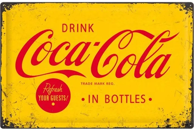 Nostalgic-Art Coca-Cola Wandbord 'In Bottles' - Metaal - 40 x 60 cm Geel Rood