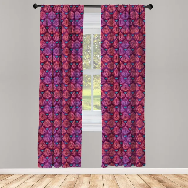 ABAKUHAUS Grunge raamgordijnen – 2-delige 75x245 cm – Veelkleurig Paars