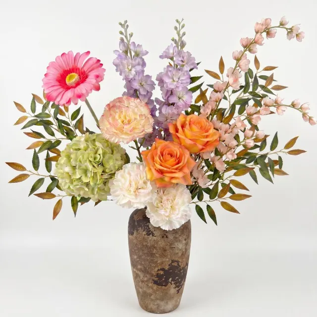 sogiol Kunstbloemen - Zijden bloemen boeket - Onderhoudsvrij - Inclusief vaas - Herbruikbaar - Ideaal voor huis Veelkleurig