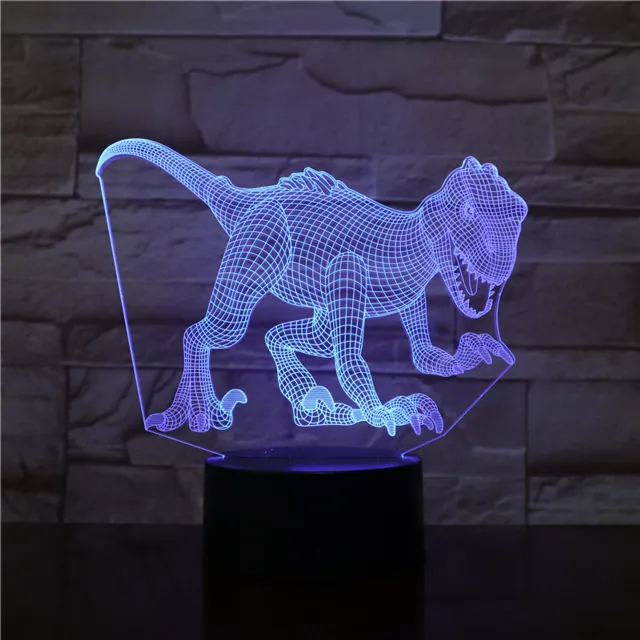 MC Living 3D Led Lamp Met Gravering - RGB 7 Kleuren - Dinosaurus
