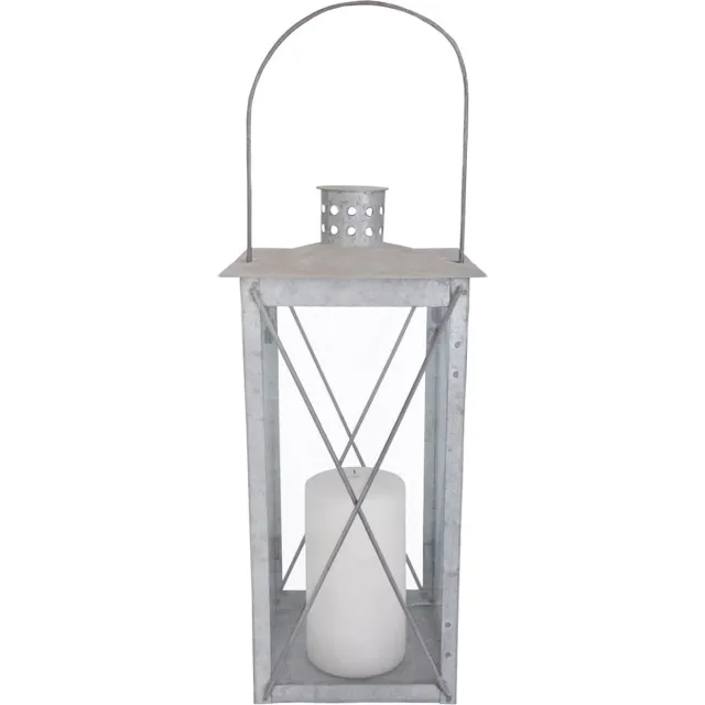 Esschert Design Klassieke rechthoekige lantaarn oud zink 35cm Zilvergrijs