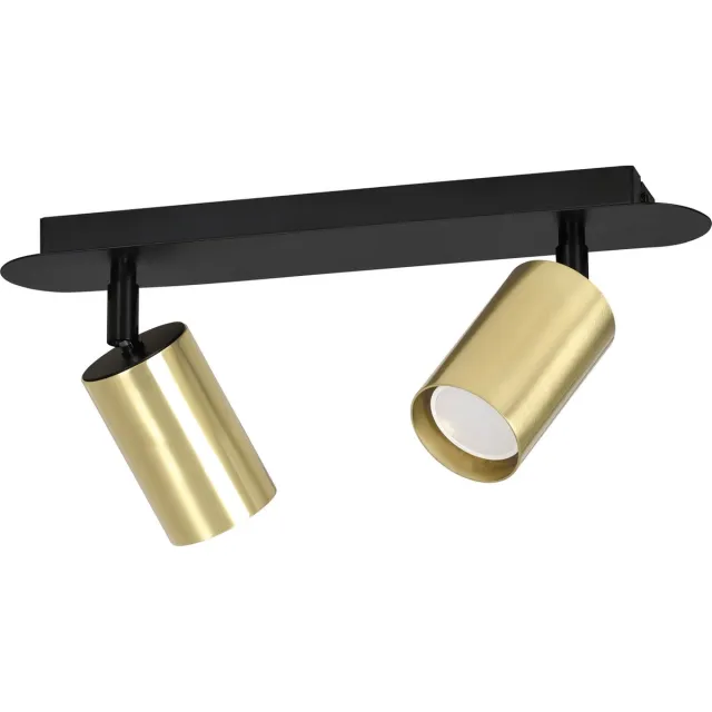 Emibig Kokkola 2L zwart en gouden plafondlamp 2x GU10 richtbaar - Perfecte verlichting voor elke ruimte Zwartachtig, Goud