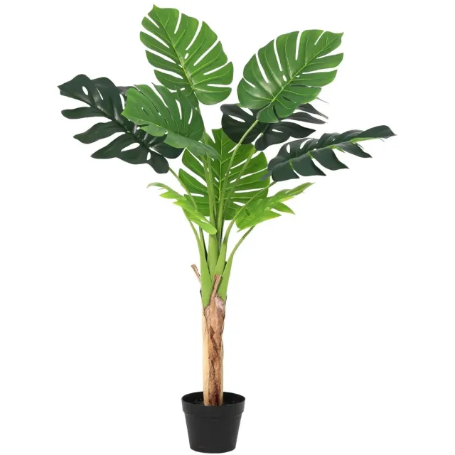 Trendyplants Kunst Monstera Deliciosa - Gatenplant - Kunstplant - Hoogte 120cm - Potmaat Ø20cm Groen