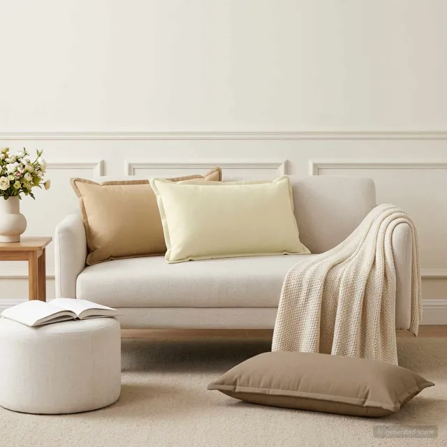 vidaXL Plaid kussen 2 st HOUTEN Beige 40 x 70 cm Polyester