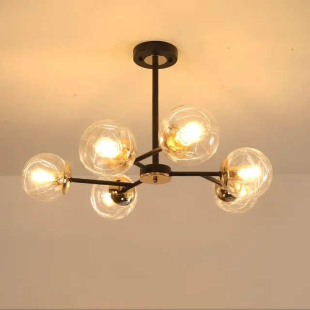 Haobosic Moleculaire Moderne - Hanglamp - Zwart+Goud - 72 cm - 6-arm Black