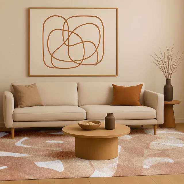 LOLA&MOI Binnen & Buiten Vloerkleed - 200 x 280 cm - Lola&Moi My Way Tan - Laagpolig Tapijt - Gerecycled PET - Made in Belgium - Circulair Roze