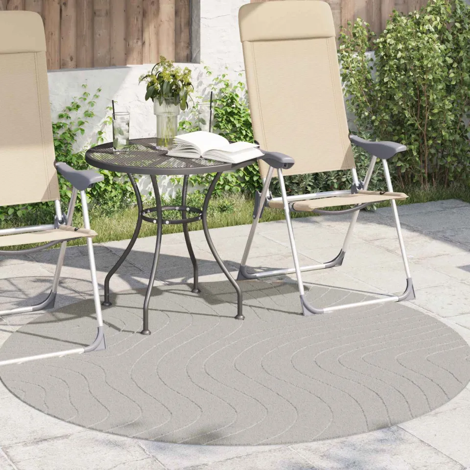 vidaXL Binnen- en buitentapijt PALMERAS Crème Ø 200 CM Polyester, foto 3