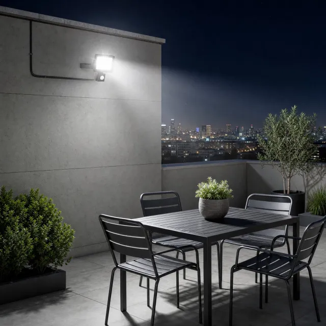 Froadp 100W LED-schijnwerper met bewegingssensor - buitenspot, veiligheidslamp, koudwitte schijnwerper zonder stekker, voor tuin, binnenplaats, garage en terras Koud licht