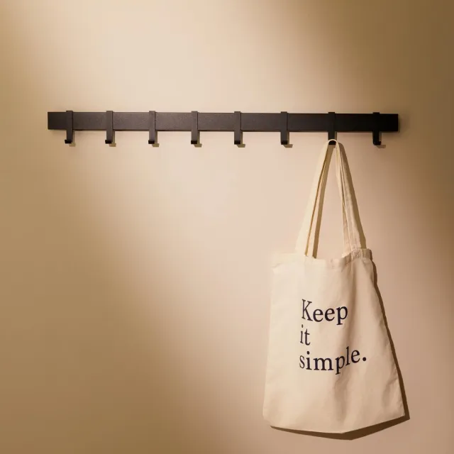 Famanu Wandkapstok van metaal, moderne kapstok voor aan de muur met beweegbare haken, 80 cm, zwart mat, voor haldecoratie