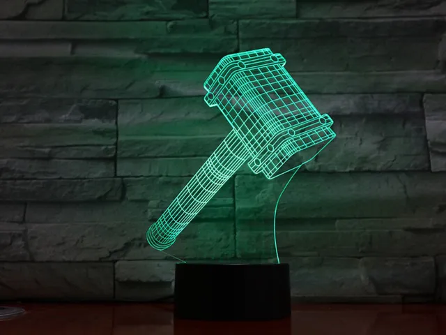 MC Living 3D Led Lamp Met Gravering - RGB 7 Kleuren - Hamer
