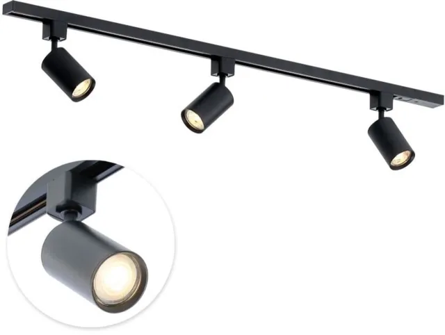 Qub Focus Railverlichting - Zwart - 100 cm - I-Vorm - 3x GU10 Spots - Dimbaar - Complete Set