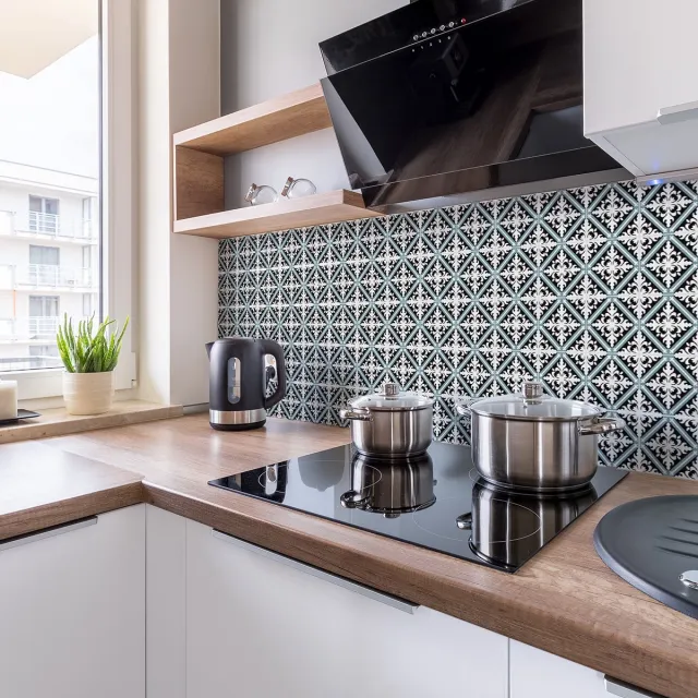 Ambiance Sticker Zelfklevende tegelmuurstickers voor keuken en badkamer - 9 cementtegelstickers, Azulejos Laelia - 9 stickers, 15x15cm Multi color