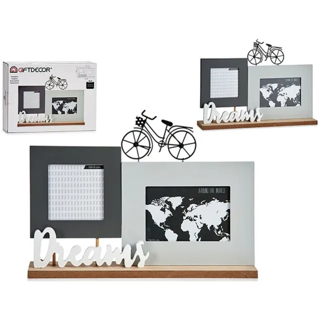 Gift Decor Fotolijsten Dreams Zwart Grijs Wit Hout (37,5 x 6 x 26,5 cm)