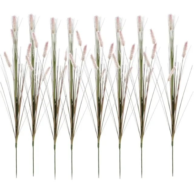 Mica Decorations 8x - Rietgras/pluimgras kunstplant losse steel - takken - groen/paarse pluimen - 84 cm Multi