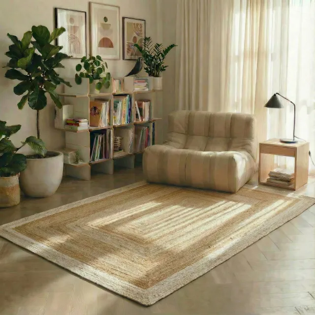 MrCarpet Jute vloerkleed Rechthoek naturel/wit 200x290cm Mrcarpet