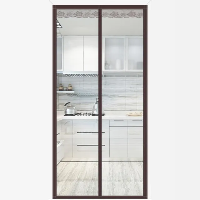 Famanu Thermisch geïsoleerd deurgordijn 100 x 215 cm, transparant en waterdicht, ideaal voor kamers en terrassen, bruin, biedt bescherming tegen wind en stof
