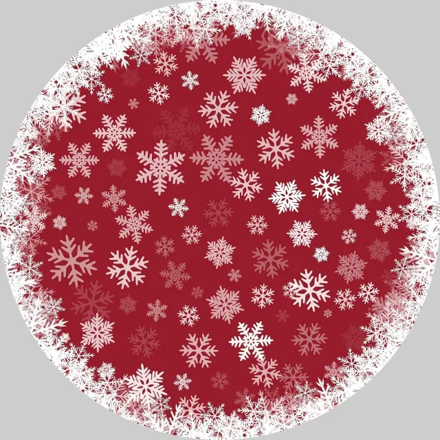 Danky Kerst Vloerkleed Romantische Sneeuwvlokken 120x120 cm Rood - Opvouwbaar Vierkant Kleed met Antislip Onderkant