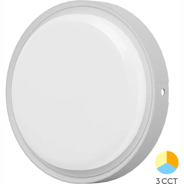 BRAYTRON Bulkhead - LED Plafondlamp - Keuken / Badkamer / Woonkamer / Tuin - Ø18 - 12W - CCT Aanpasbare kleuren 3000K 4000K 6000K - Wit - Opbouw - Rond - IP65