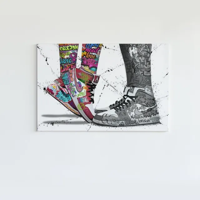Trendex Global Canvas Schilderij - Graffiti - Nike - 90x60x2 cm Kleurrijk