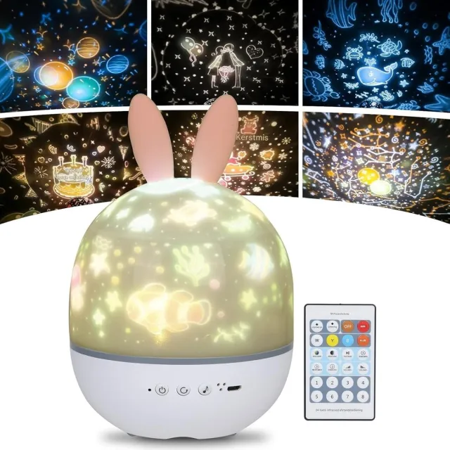 GelldG Sterrenhemelprojectorlamp - Nachtlampje - 360° draaibaar - Timer met afstandsbediening - Oplaadbaar - Nachtlampje met muziekeffect - Decoratie voor feestjes en verjaardagen wit