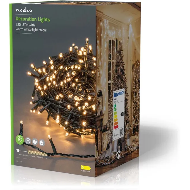 Nedis Kerstverlichting - Koord - 720 LED's - Warm Wit - 54.00 m - Licht effecten: 7 - Binnen & Buiten - Netvoeding