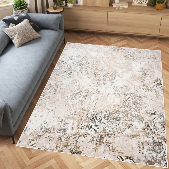 Tapiso Hera Vloerkleed Beige Woonkamer Bruin Gezaagd Tapijt Beige Bruin 1