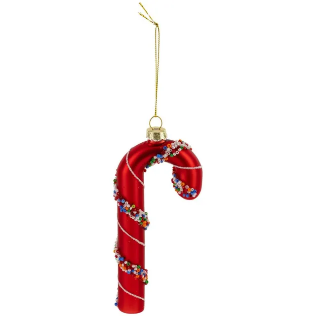 Feeric lights & Christmas Suspension de sapin sucre d'orge en verre rouge H. 15 cm Transparent