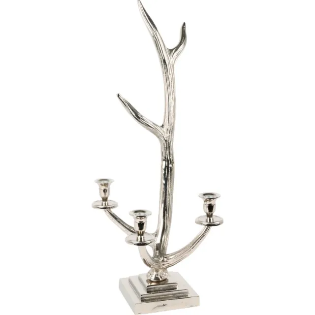 Baroque Kandelaar - Kandelaar Gewei 68 cm - 68x33x23 - Aluminium Silver
