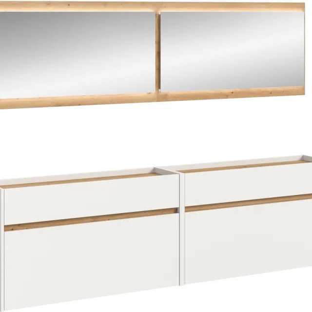 Furnilux Moderne Garderobecombinatie met LED-verlichting - 4-delige set met spiegels en schoenenkasten - 192x220x32cm Bruin