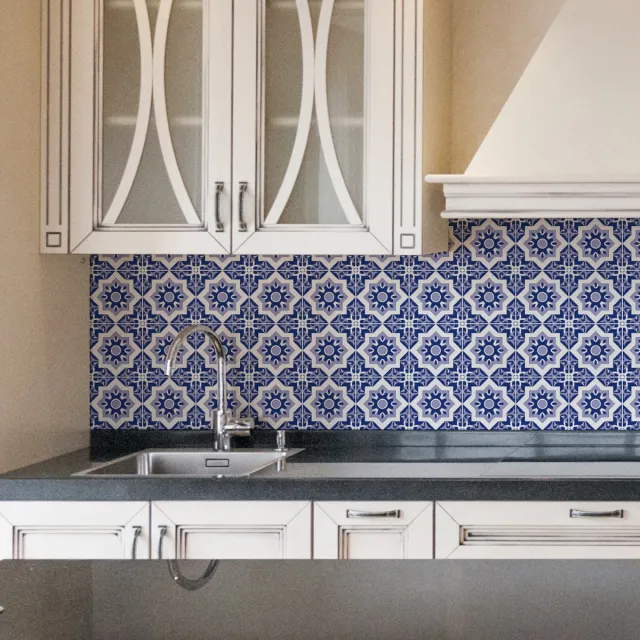 Ambiance Sticker Zelfklevende tegelmuurstickers voor keuken en badkamer - 9 Lupita Azulejo tegelstickers - 9 stickers 15x15cm Multi color