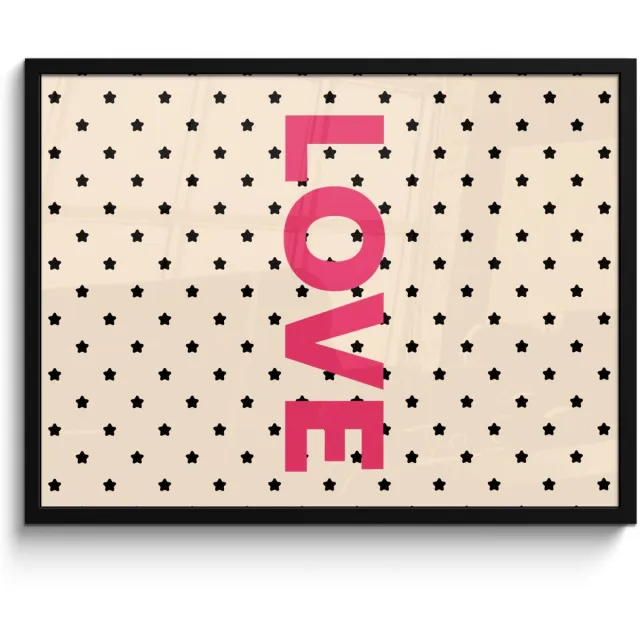 FrameYourWall Poster in lijst - Fotolijst 70x50 cm - Posters - Love - Stippen - Roze - Posterlijst zwart - Decoratie - Wanddecoratie woonkamer - Muurdecoratie slaapkamer