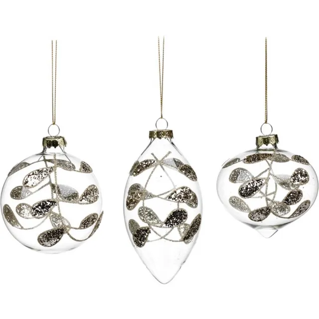 Goodwill Kerstbal Glas Goud - D 8 Cm Voordeelass. Per - 3 Stuks Transparant