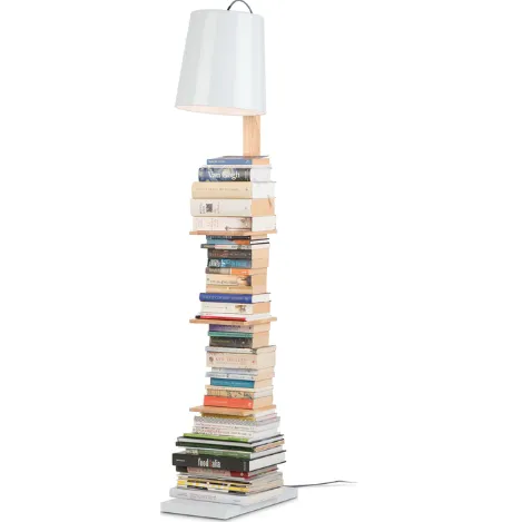 It's About Romi Vloerlamp ijzer/wood Cambridge v. boeken h.168cm/kap dia.30xh.32cm, naturel/wit Wit / naturel
