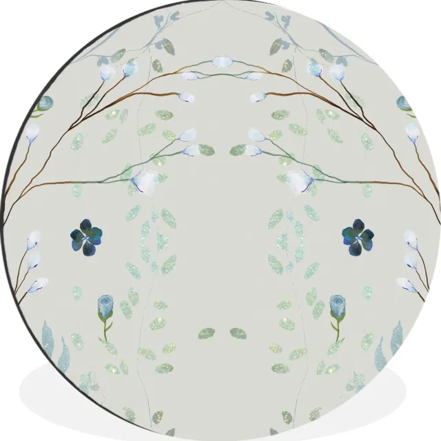 WallCircle Wandcirkel - Muurcirkel - Bladeren - Bloemen - Pastel - Design - Aluminium - Dibond - 60x60 cm - Binnen en Buiten Multicolor